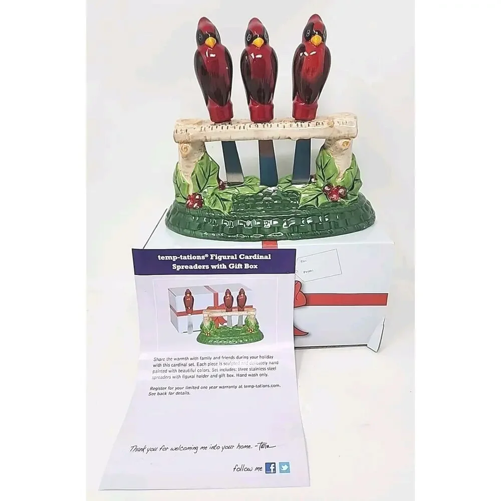 Temp-Tations Figural Cardinal Spreaders w/ Gift‎ Box U266